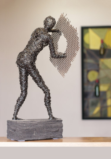 Sculpture titled "Break (53x22x20 4.2…" by Karen Axikyan, Original Artwork, Metals
