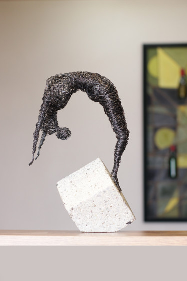 Sculpture titled "Playing with cube (…" by Karen Axikyan, Original Artwork, Concrete