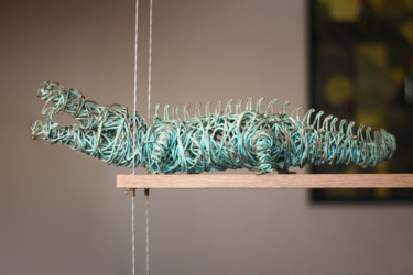 Скульптура под названием "Crocodile (14x55x27…" - Karen Axikyan, Подлинное произведение искусства, Металлы