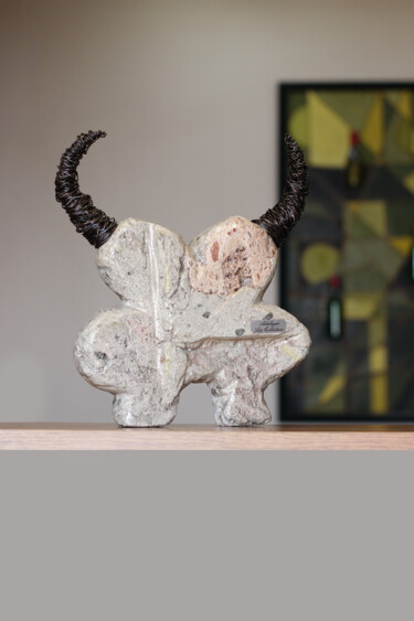 Bull run (29x24x10 3.1kg iron, tufa, concrete) Sculpture titled "Bull run (29x24x10…" by Karen Axikyan, Original Art, Metals