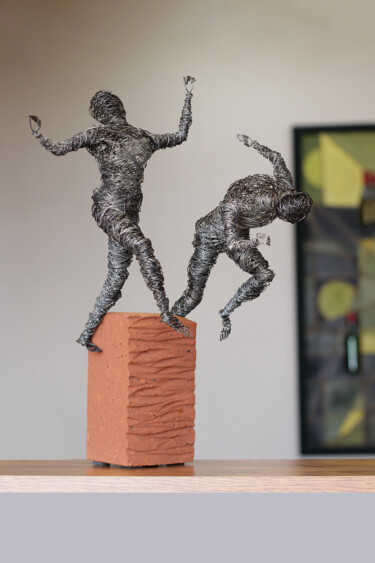 Competitions until the end (42x24x26 3kg iron, tufa) Sculpture titled "Competitions until…" by Karen Axikyan, Original Art, Metals