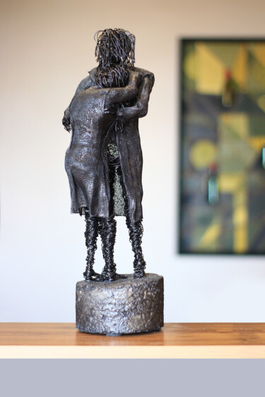 Sculpture titled "Meeting in the rain…" by Karen Axikyan, Original Artwork, Metals