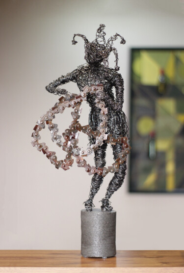 Drawing borders (54x21x15cm 3.5kg iron, basalt) Sculpture titled "Drawing borders (54…" by Karen Axikyan, Original Artwork, Metals