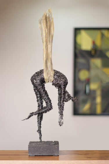 Sculpture titled "Zero Gravity 61x24x…" by Karen Axikyan, Original Artwork, Metals