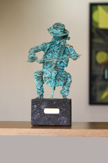 Sculpture titled "Jazzman 28x14x16cm…" by Karen Axikyan, Original Artwork, Metals