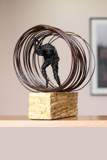 Sculpture titled "Through time 26x20x…" by Karen Axikyan, Original Artwork, Metals