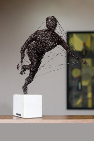 Sculpture intitulée "Break out of the bo…" par Karen Axikyan, Œuvre d'art originale, Fil de fer