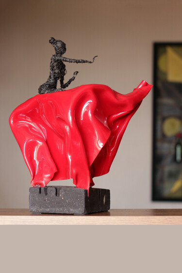 Escultura intitulada "RED ELEPHANT" por Karen Axikyan, Obras de arte originais, Arame