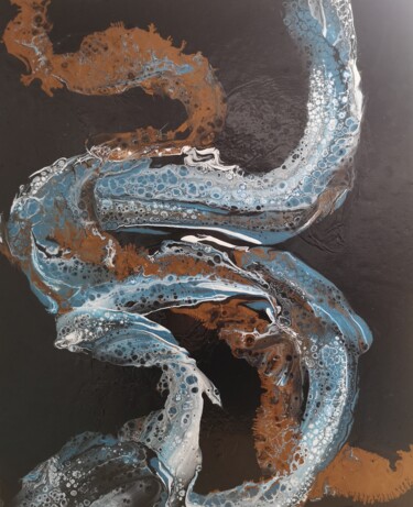 Painting titled "River" by Karen Belbézier, Original Artwork, Acrylic