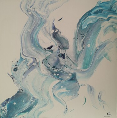 Peinture intitulée "Rivière Glacée" par Karen Belbézier, Œuvre d'art originale, Acrylique