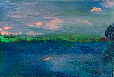 Pittura intitolato "Vue du lac #2" da Karen Dutoit Verbeke, Opera d'arte originale, Cera