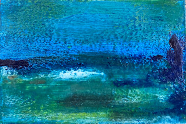 Pittura intitolato "vue du lac #8" da Karen Dutoit Verbeke, Opera d'arte originale, Cera
