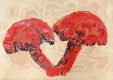 Schilderij getiteld "Etude de champignon…" door Karen Dutoit Verbeke, Origineel Kunstwerk, Was