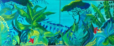 Peinture intitulée "Flore Bleue" par Karen Dutoit Verbeke, Œuvre d'art originale, Acrylique Monté sur Châssis en bois