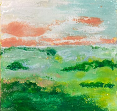 Pintura intitulada "paysage #3" por Karen Dutoit Verbeke, Obras de arte originais, Cera