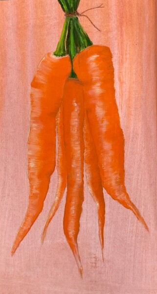 Painting titled "Carottes #1" by Karen Dutoit Verbeke, Original Artwork, Acrylic