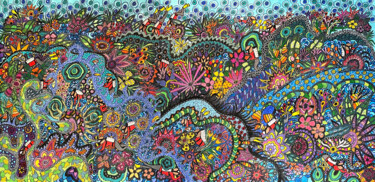 Peinture intitulée "Ocean fantastical" par Karen Elzinga, Œuvre d'art originale, Marqueur
