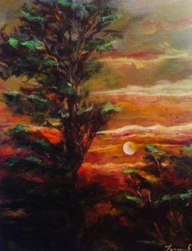 Картина под названием "Red Skys" - Ferrand, Подлинное произведение искусства