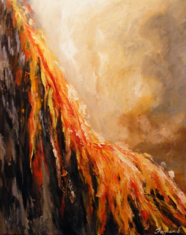 Painting titled "lava flow" by Ferrand, Original Artwork, Acrylic