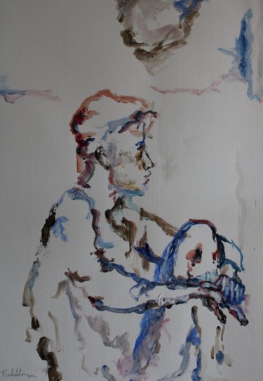 Pittura intitolato "Discussion" da Karen Finkelstein, Opera d'arte originale, Acrilico