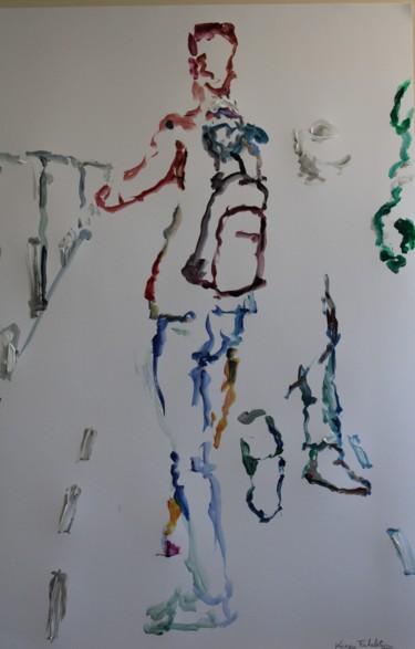 Painting titled "Trajet Reuil" by Karen Finkelstein, Original Artwork, Acrylic