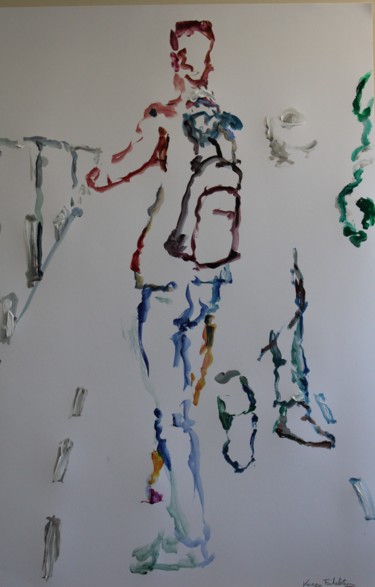 Trajet Reuil Peinture intitulée "Trajet Reuil" par Karen Finkelstein, Œuvre d'art originale, Acrylique