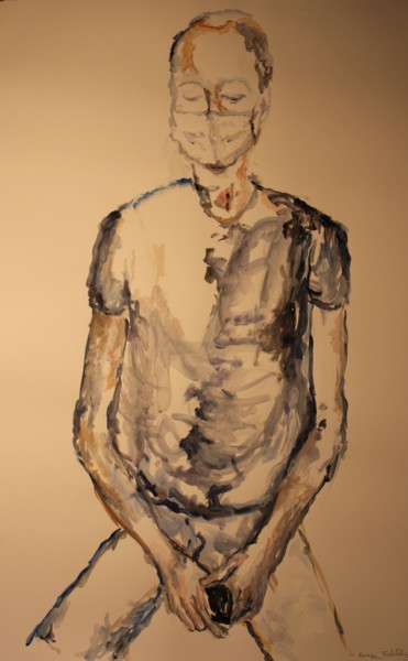 Painting titled "Fatigue dans le wag…" by Karen Finkelstein, Original Artwork, Acrylic