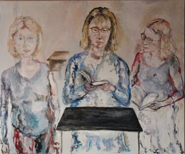 Peinture intitulée "Elément tryptique" par Karen Finkelstein, Œuvre d'art originale, Huile Monté sur Châssis en bois