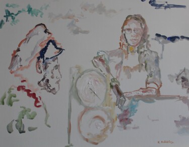 Painting titled "Sous marin perdu" by Karen Finkelstein, Original Artwork, Oil