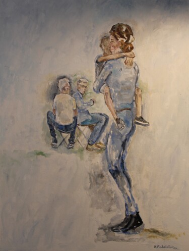 Painting titled "Sortie Rogny" by Karen Finkelstein, Original Artwork, Oil