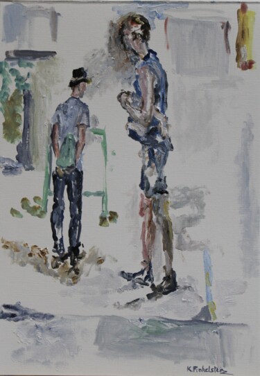 Картина под названием "De passage absorbé" - Karen Finkelstein, Подлинное произведение искусства, Масло