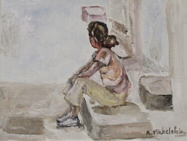 Malerei mit dem Titel "Au marché" von Karen Finkelstein, Original-Kunstwerk, Öl