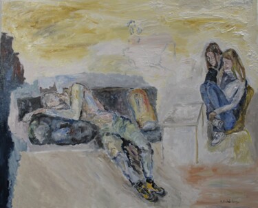 Картина под названием "Attente 1" - Karen Finkelstein, Подлинное произведение искусства, Масло