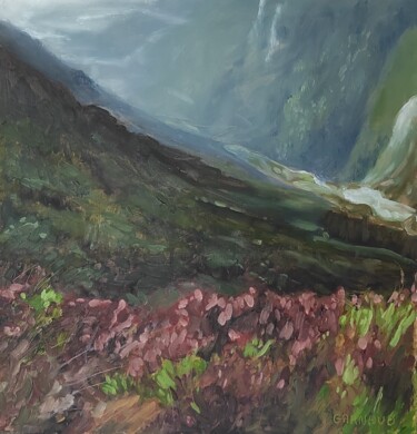 Peinture intitulée "Bruyères de Glendal…" par Karen Garnaud, Œuvre d'art originale, Huile