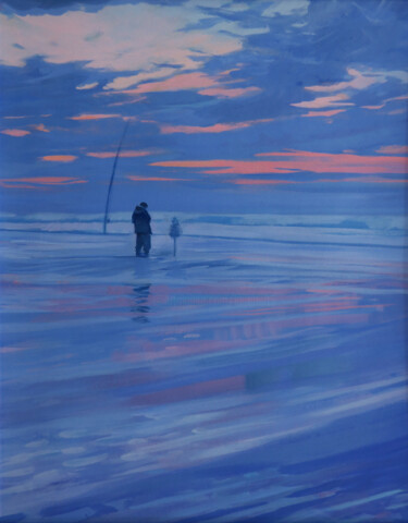 Painting titled "Fishing at dusk" by Karen Kruse, Original Artwork, Acrylic