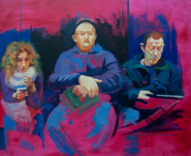 Painting titled "In the subway II" by Karen Kruse, Original Artwork, Acrylic