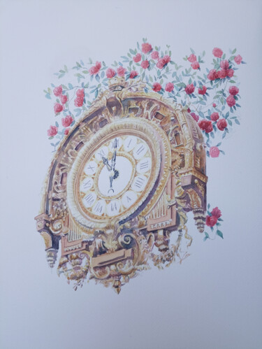 Pintura intitulada "L'évidence du temps" por Karen Lara Martin, Obras de arte originais, Aquarela