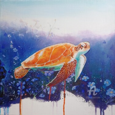 Painting titled "Believe and explore" by Karen Lara Martin, Original Artwork, Acrylic Mounted on Wood Stretcher frame