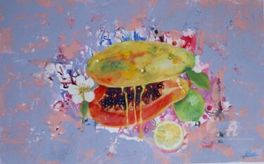 Painting titled "Aux fruits exotiques" by Karen Lara Martin, Original Artwork, Oil