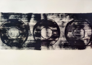 Painting titled "The black circle" by Karen Ossona, Original Artwork, Acrylic