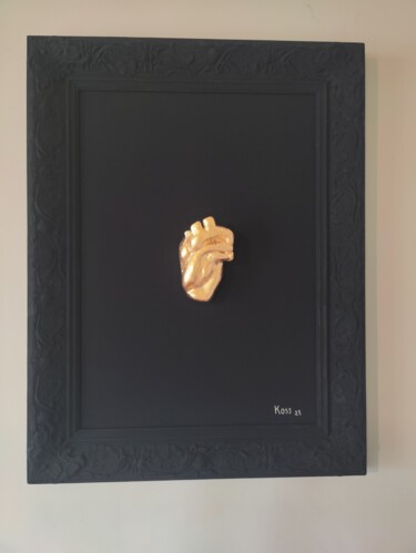 Pittura intitolato "Un coeur à prendre" da Karen Ossona, Opera d'arte originale, Resina Montato su Telaio per barella in leg…
