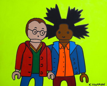 Malerei mit dem Titel "Jean-Michel Basquia…" von Karen Vourron, Original-Kunstwerk, Acryl Auf Karton montiert