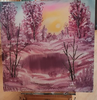 Painting titled "A Cold Winter's Day" by Karen Korneiew, Original Artwork, Oil