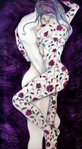 Pintura intitulada "Be Loved - purple" por Karen Petty ...An Artist In Laguna, Obras de arte originais