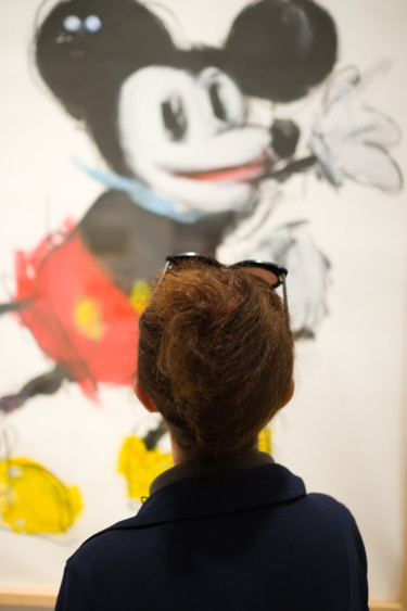 Painting titled "Mickey on drop paper" by Karen Thomas, Original Artwork, Acrylic