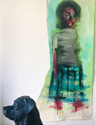 Malerei mit dem Titel "Canvas oddment" von Karen Thomas, Original-Kunstwerk, Acryl