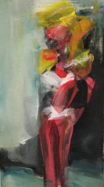 Peinture intitulée "The girl in a bikin…" par Karen Thomas, Œuvre d'art originale, Acrylique