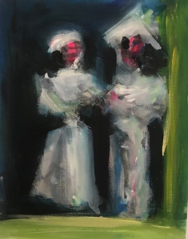 Painting titled "Two comedians, Afte…" by Karen Thomas, Original Artwork, Acrylic