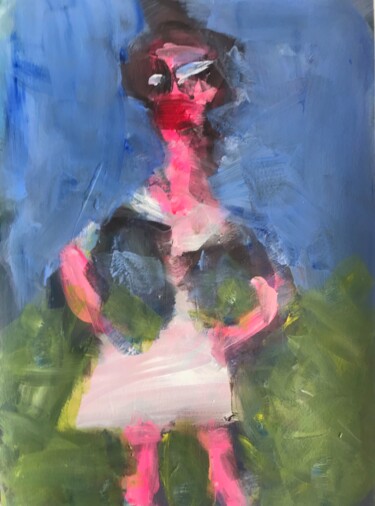 Peinture intitulée "Girl in a garden" par Karen Thomas, Œuvre d'art originale, Acrylique