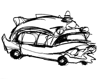 Dibujo titulada "Angry Ambulance" por Karen Thomas, Obra de arte original, Carbón